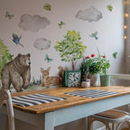 Watercolor Jungle Animal Wall Decals - Tiger, Elephant, Giraffe, Zebra, Lion,Monkey- Forest Wall Decal for Baby's Room, Playroom, Bedroom, Classroom, Kindergarten Decor