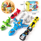 5-in-1 Magnetic Vehicles Playset Toy, Transform to Robot, Mix & Match Assembling Building Action Figures Kit with Storage Box, Holiday Birthday Present for Kids, Boys & Girls 3 4 5 6 7 Year