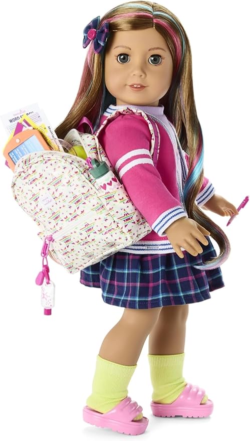 American Girl Truly Me 18-inch Doll Star Student Backpack Playset with Doll Tablet & Reversible Screens, For Ages 6+