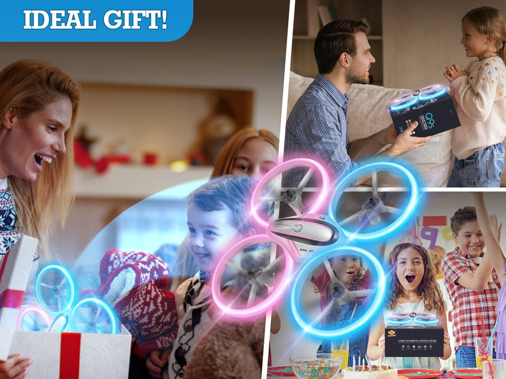 Q9s Drones for Kids,Cool RC Drone with Altitude Hold and Headless Mode,Hobby Quadcopter with Blue&Pink Light,2 Batteries and Remote Control,Birthday and Xmas Gifts Toys for Boys and Girls,Pink