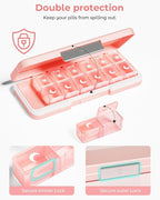 Zoksi Am Pm Pill Organizer 7 Day, Weekly Pill Box 2 Times a Day, Medicine Pill Organizer with Separate Compartment, Travel Pill Case Dispenser Portable for Vitamins, Fish Oils, Medicines(Pink)