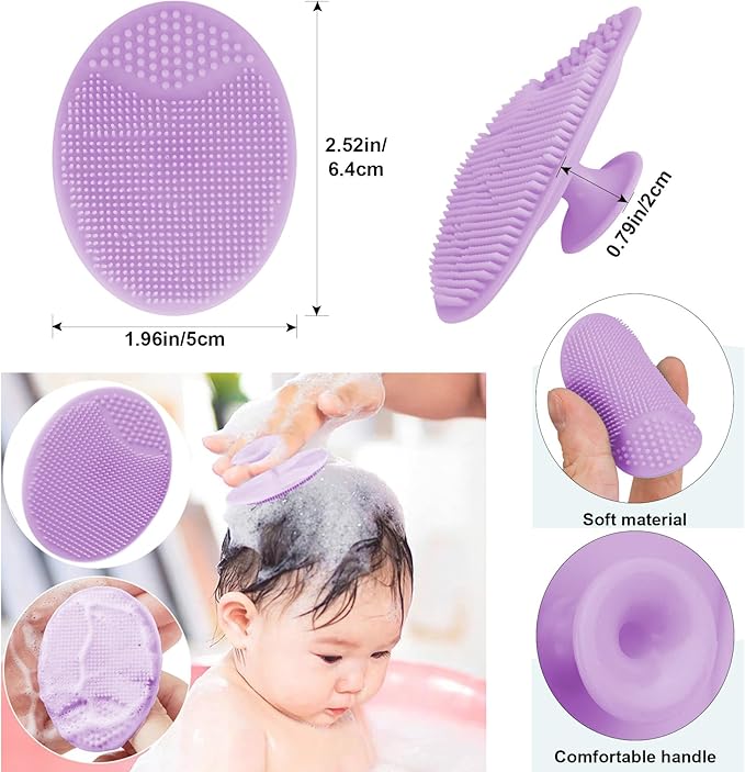 Baby Hair Brush and Purple Cradle Cap Brush Set for Newborns and Toddlers, Wooden Baby Hair Brush Set with Soft Goat Bristle, Baby Hair Care Kit 2PCS