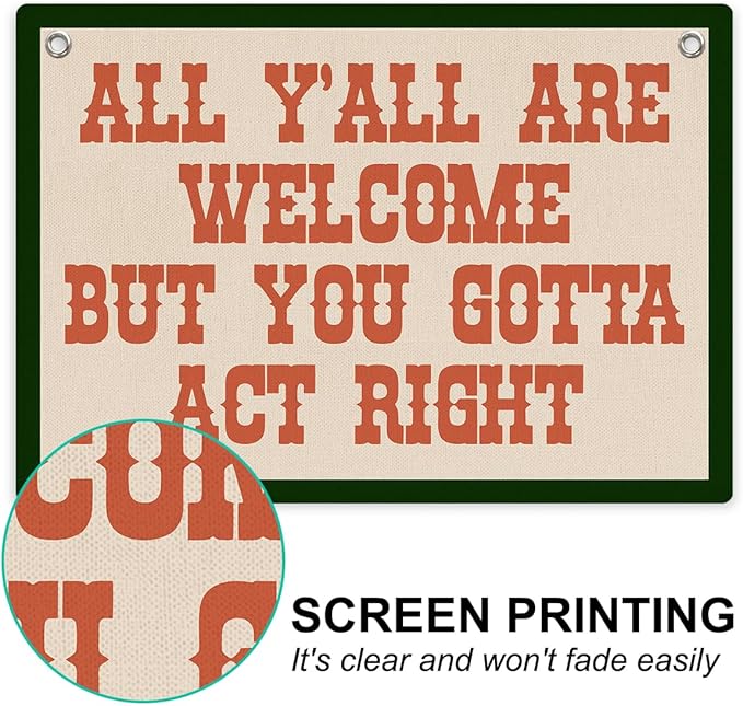 Welcome Sign Funny Welcome Banner, Trendy Retro Wall Hanging, Wall Decor, Banner Flag, Wall Flag Classroom Playroom Home Entryway Living Room Office Decor, Banner for Room, Red