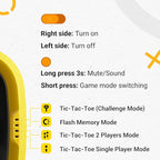 4-in-1 Handheld Tic Tac Toe Game Portable Electronic Board Games for Kids & Adults, Travel Games, Birthday Gifts, Yellow