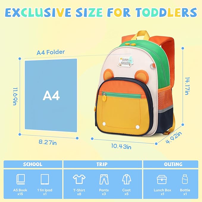 SUN EIGHT Toddler Backpack for Kids Backpacks Preschool Kindergarten Child Bookbag Travel Cute Daycare Backpack (Tiger)