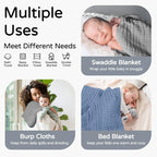 Yoofoss Hooded Baby Towels for Newborn 2 Pack 100% Muslin Organic Cotton Baby Bath Towel with Hood for Babies, Infant, Toddler and Kids, 32x32Inch, Soft and Absorbent Newborn Essential,Grey& Dark Blue