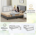 HONEY JOY Bed Rail for Toddlers, 47-Inch Extra Long, Portable Safety Bed Guard Rail w/Side Pocket, Toddler Bed Rails for Crib, King Queen Full Twin Size Bed Mattress (Gray)