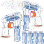 Kid Odyssey 2 Pack Bubble Gun with 4 Refill Solution and 3 Colorful LED Light, Bubble Machine for Kids, Bubble Maker for Party Favors, Birthday Gift, Indoor Outdoor Toys for Toddlers