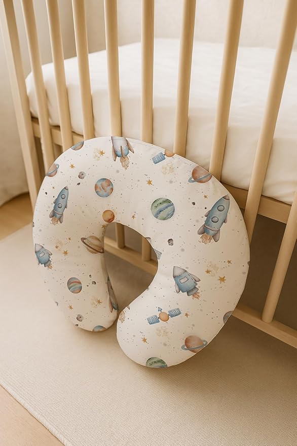 Nursing Pillow Covers 2 Pack, Breastfeeding Pillow Slipcovers Soft and Stretchy, Nursing Covers for Baby Girls Boys Newborn (Stellar Adventure)