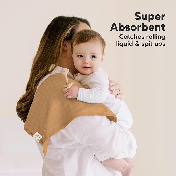 5-Pack Cotton Muslin Burp Cloths Baby Girls, Boys - Soft & Absorbent Spit Up Burp Rags, Large Muslin Towel, Cotton Wash Cloths for Babies, Newborn, Infant, No Shrink, Durable, Neutral (Pine)