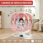 Baby Swing for Newborn to Toddler, 5 Speed Portable Infant Swing with Bluetooth Touch, Remote Control, 10 Lullabies, Timer, 5 Point Harness and Soft Fabric (Pink)