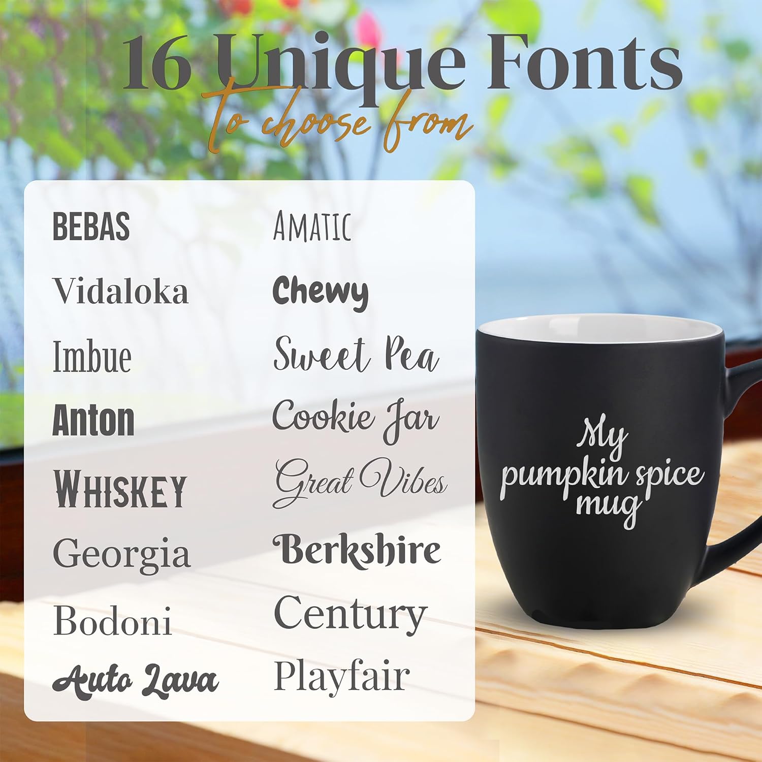 Personalized Coffee Mug Engraved with your Custom Text - Customized Coffee Mugs, Hot Chocolate Mug, Tea Cup, Birthday Gifts, Retirement Gift (Engraved Custom Text, Matte Black)