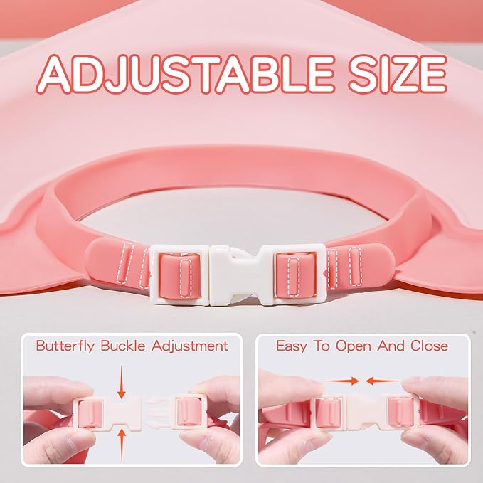 Baby Shower Cap Shield for Kids Soft Silicone Adjustable1-8 Years Old Hair Washing Hat for Kids Toddler Shower Cap Shield Makes the baby Bath More Fun