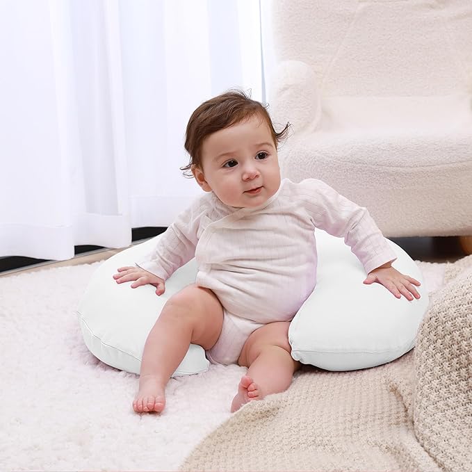 Nursing Pillow, Plus Size Breastfeeding Pillow Original Support for Baby Boys Girls Breastfeeding Essentials, with Removable Soft Cotton Cover (White, Standard (23.62 * 18.11 * 5.91 Inches))