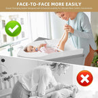 KORIMEFA Changing Table with Drawers, Corner Baby Diaper Changing Station for Nursery with Laundry Hamper, Storage Bin, and Contoured Pad for Baby - Grey