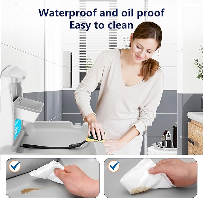 Commercial Baby Changing Station,Wall Mounted Baby Changing Station with Safety Strap,Wall Mounted Changing Table for Commercial Bathroom, Baby Changing Station That Makes Every Mother Happy