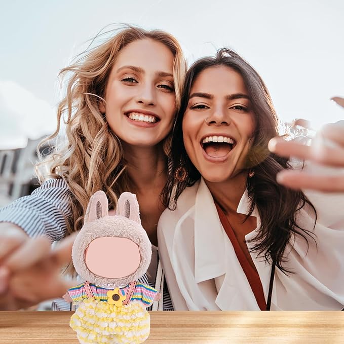 17cm Doll Clothes 5 Sets, Hat & Overalls Dress Up Outfit Compatible for Labubu 17cm 15cm Accessories, No Doll Included