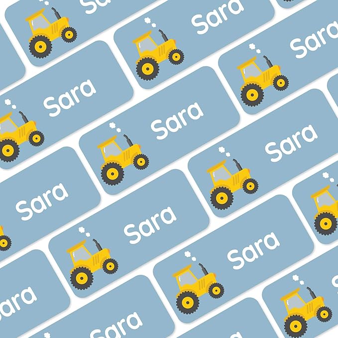 Personalized Name Labels for Kids (120) – Custom Waterproof & Durable Stickers for Clothing, Daycare, Office & School Supplies - Heavy Duty Vehicles