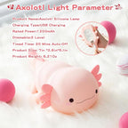 Axolotl Lamp,Cute Axolotl Night Light,Dimmable Silicone Animal Nursery Night Light,Adorable Rechargeable Squishy Novelty Bedside Touch Lamp,Baby Room Decor, Axolotl Gifts for Kids/Girls