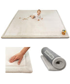Premium Baby Play Mat 60”x80” Light Gray – Cloud-Soft Coral Velvet Memory Foam Rug for Crawling & Play – Non-Slip, Water-Repellent, Easy-Care Tummy Time Mat – Non-Toxic Padded Playmat