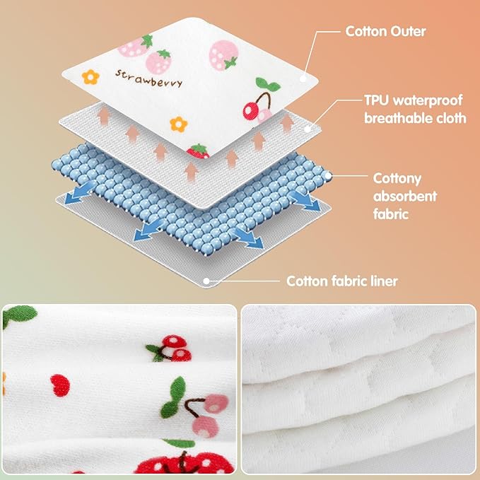 Baby Cotton Training Pants 6 Packs Toilet Training Underpants Absorbent Toddler Potty Training Underwear 2T-5T