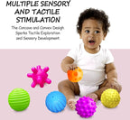 Baby Textured Multi Sensory Toys Massage Ball Gift Set BPA Free for Toddlers 1-3 Soft Balls Montessori Infant Baby Toys 6 to 12 Months 6 Pack
