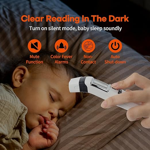 HubiBaby No-Touch Forehead Thermometer, Digital Infrared Thermometer for Adults and Kids, Baby Thermometer with Fever Alarm Fast and Accurate,Ideal for Whole Family (White)