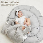 ANGELBLISS 5 in 1 Baby Play Gym Mat, Reversible Tummy Time Mat with 5 Sensory Toys for Stage-Based Developmental, Thick & Large Baby Activity Center from Newborn to Toddler (Grey)