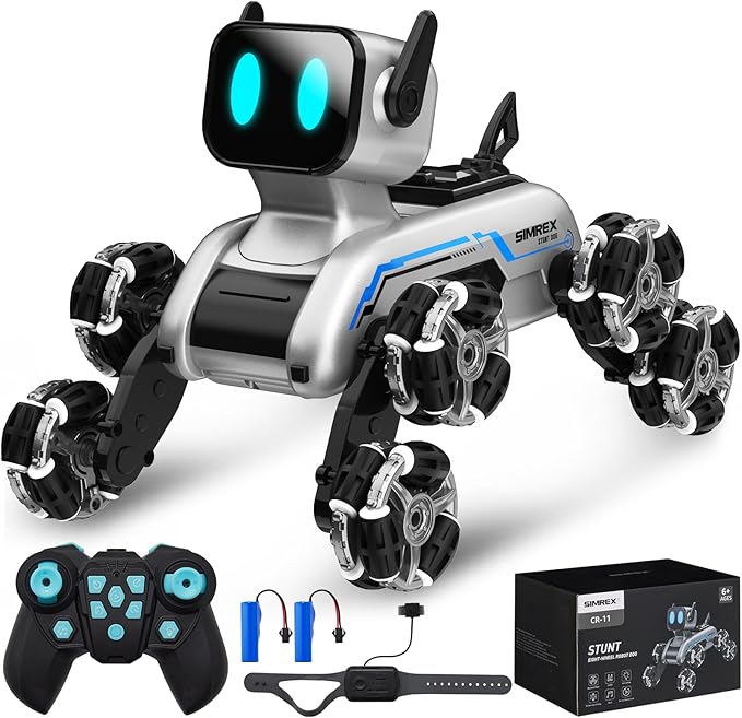 Robot Dog RC Stunt Car Toys - Gesture Sensing Remote Control car with Mecanum Wheels, LED Eyes, 3 Sound Effects, Birthday Gift for Kids Boys Girls