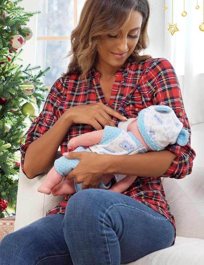 Joymom Maternity Rolled Long Sleeve Nursing Tops Tunic Blouses Breastfeeding