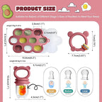 Baby Fruit Food Feeder & Breastmilk Popsicle Molds for Teething Relief, Baby Feeding Sets, 1 Freezer Tray with Lid & 1 Teether Toy & 1 Silicone Teething Pacifier Feeder, Extra Food Pouches (Red)