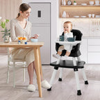 HONEY JOY 8 in 1 Baby High Chair, Convertible Highchair for Babies and Toddlers/Table and Chair Set/Building Block Table/Booster Seat/Stool/Toddler Chair with Safety Harness (Black)