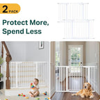 Cumbor 2 Pack 29.7"-48" Baby Gate for Stairs, Mom's Choice Awards Winner-Dog Gate for Doorways, Pressure Mounted Auto-Close Pet Gates for Dogs Indoor, Safety Child Gate with Easy Walk Thru Door,White