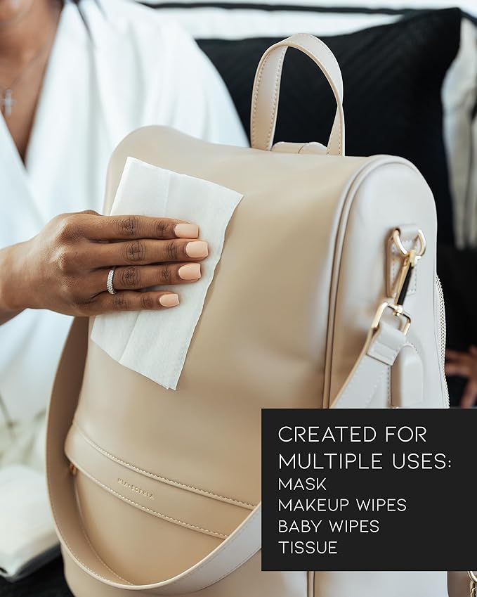 MIA + SOPHIA Set of 2 Baby Wipe Holder, Portable Reusable Wipes Pouch, Stylish Travel Wipes Case, Baby Wipes Dispenser, Wipes Stay Moist Longer, Attaches Easily with Included Wristlet