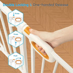 owlie Baby Gate Indoor 75-85 Inch, Extra Wide Safety Gate for Dogs Large Stairway Gate Adjustable Baby Gates Pressure Mount Wide Gates for Pet Stairway Doorways No Drilling White (30.5'' Tall)