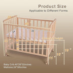 Baby Bassinets Bedside Sleeper - Portable Pine Wood Bedside Bassinet with Mattress,3 Heights Small Mini Crib,Baby Crib for Newborns,Unpainted