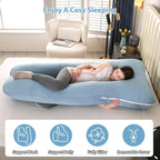 Amagoing Cooling Pregnancy Pillow for Sleeping, U Shaped Maternity Full Body Pillow for Women with Hip, Leg, Back Pain Support, Removable Cooling Cover Included (Light Blue)