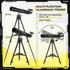 Telescope, 90mm Aperture 700mm - Vertisteel AZ Mounting Base, High Power Telescopes for Astronomy Enthusiasts, Adults & Kids, with Carrying Bag, Wireless Remote Control, Phone Adapter (Black)