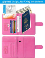 Airtag Passport Holder Cover Wallet RFID Blocking Leather Case Travel Essentials Luggage Accessories Travel Must Have(118#Pink)