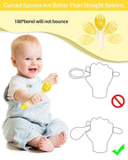 Deejoy Toddler Utensils, Self-feeding Flatware Set withTravel Case, Baby Spoons and Forks with Silicone Bendable Handle, Easy Grip Heat-Resistant, Ideal for Kids, Stage 2 (Yellow)