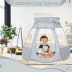 Baby Ball Pit for Toddler with 50 Balls, Kids Pop Up Play Tent for Girls, Princess Toys Gifts for Children Indoor & Outdoor Playhouse (Gray: Gray/White/Babyblue, 109x90cm/50 Balls)