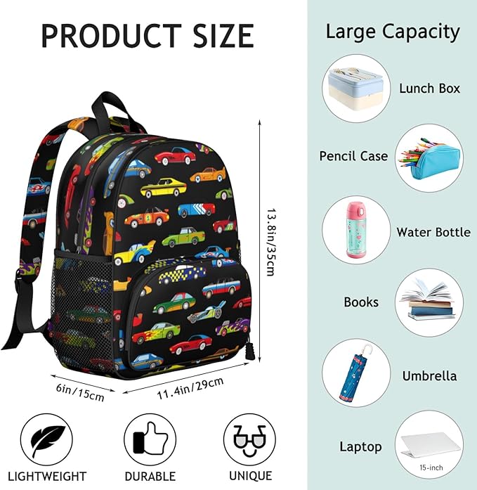 Toddler Backpack for Boys 3-8: Preschool Kindergarten Backpack - Cute Kids Backpacks for Boys-Sports Car