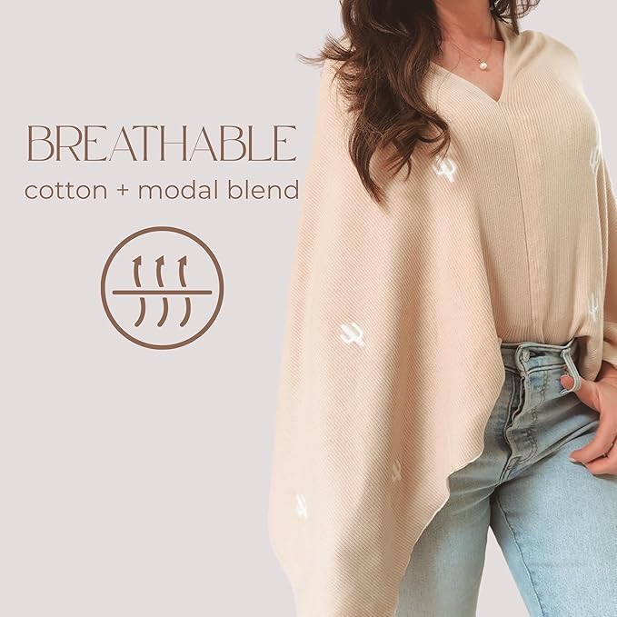 Breathable Nursing Cover Poncho – Stylish Multi-Use Breastfeeding Scarf, Car Seat Cover & Baby Blanket for Modern Moms