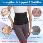 Paskyee Postpartum Belly Band, Abdominal Binder Post Surgery Belly Wrap, C Section Recovery Must Haves, Girdle for Postnatal Care, Waist/Pelvis Belt for Back Pain Relief Black S/M