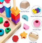 Montessori Wooden Lacing Beads Toys for 2 3 4 Year Old Toddler Kids, Sequencing & Stacking Block Toy with Storage Box, STEM Preschool Learning Toys, Christmas Birthday Gifts for Boys Girls