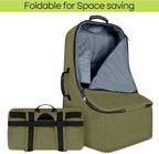 Padded Car Seat Travel Bag for Airplane, Heavy Duty Backpack for Air Travel, Water-Resistant Carrier with Shoulder Strap, Fits Most Car Seats (Green)