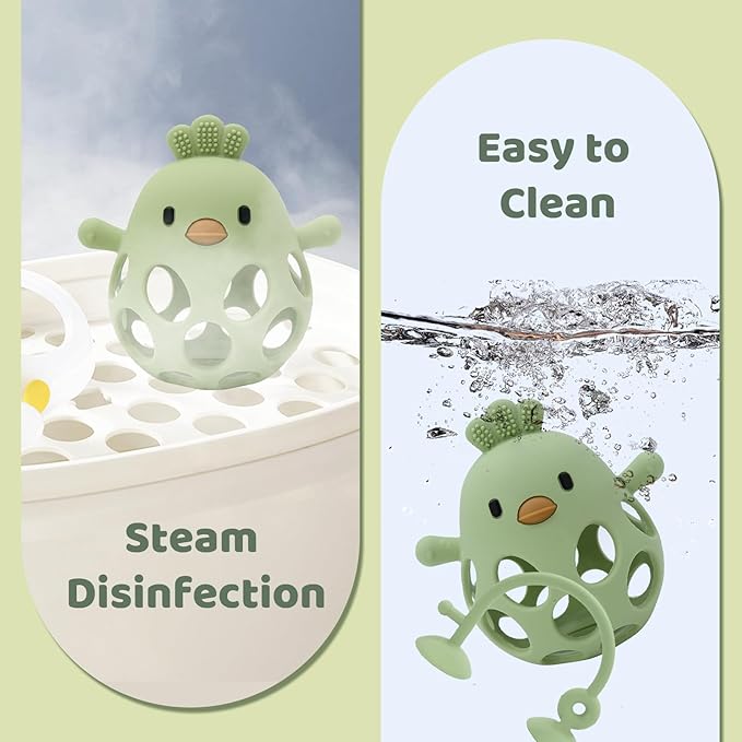 Baby High Chair Toys Teething Chew - Baby Suction Table Toys, Teething Silicone Teethers, Table, Food Grade Silicon for 6 12 18 Months (Green)