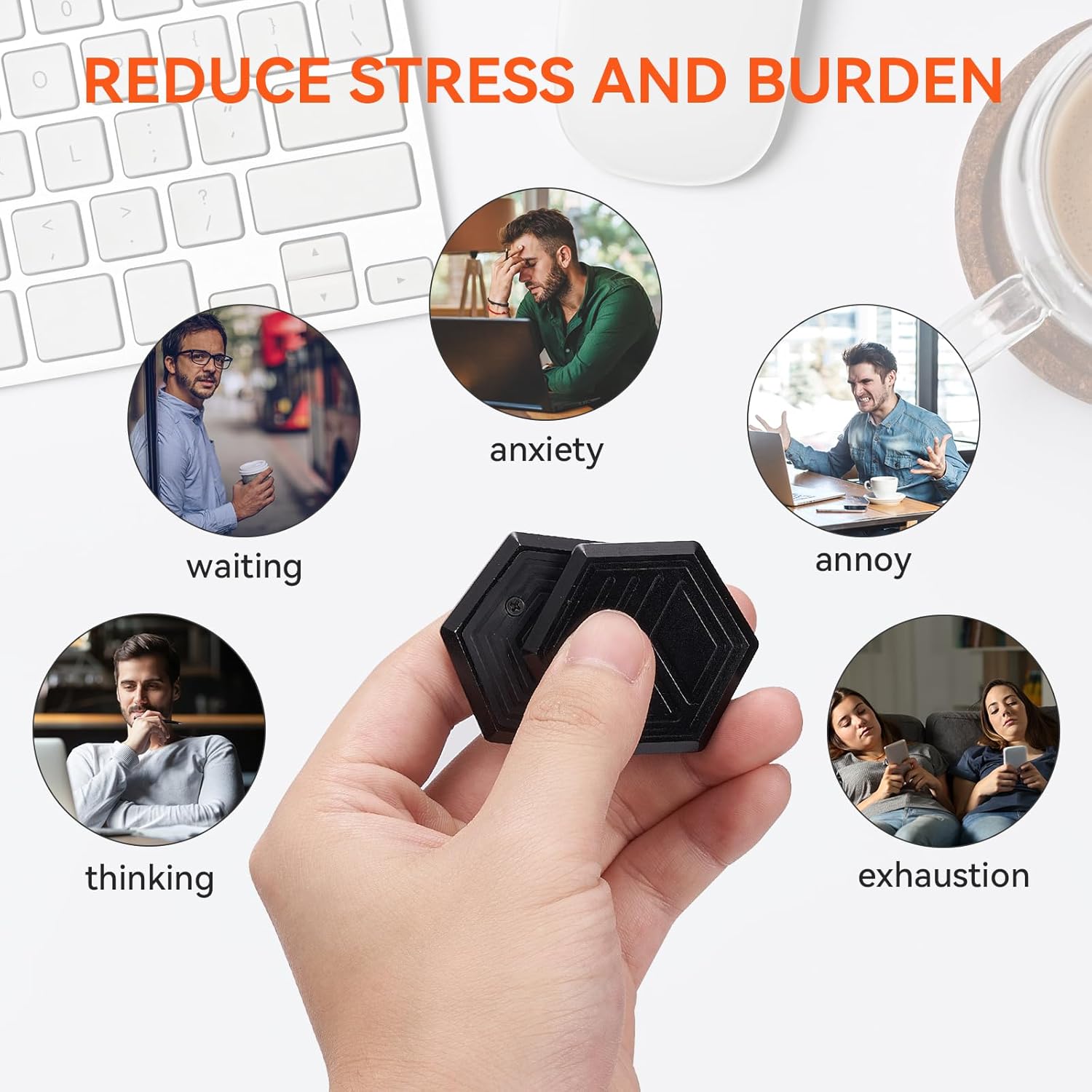 Hexagonal Magnetic Metal Fidget Slider: Metal Poker Fidget Slider, Adult Slider Fidget Toy, Small Prime EDC Clicker Fidget Toys for Anxiety Stress, Manually Rotate Adult Office Decompression Toys