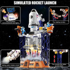 2-in-1 Rocket Launcher and Space Shuttle Toys Model for Kids Ages 3-12, Aerospace STEM Building Toys with Mini Projector, Spaceship Educational Toys Gifts for Boys Girls