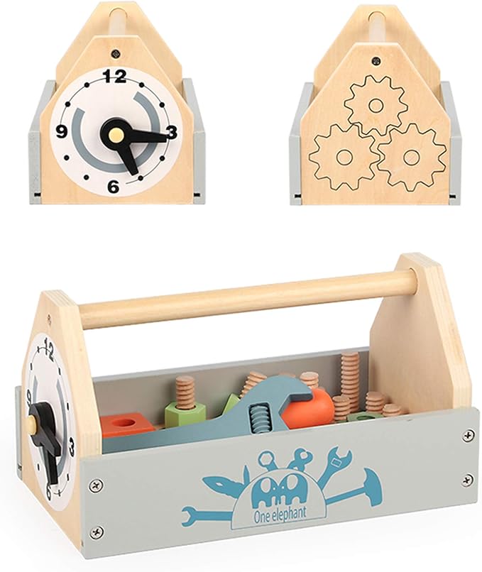 Wooden Tool Toy Toolbox Toddler Educational Construction Kids Toys Play Accessories Set Creative Gift for 3 Year Olds and Up Boys Girls
